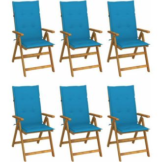 vidaXL Sillas De Jard&iacute;n Plegables Con Almohadas 6 Pc Acacia Massive - 206357