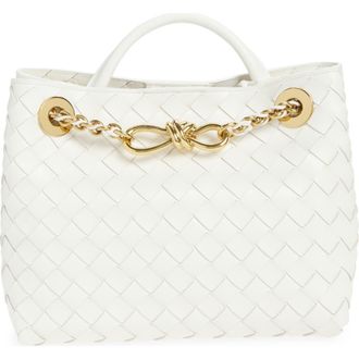 Bottega Veneta Small Andiamo Chain Leather Shoulder Bag in 9537 Alabaster-Muse Brass at Nordstrom