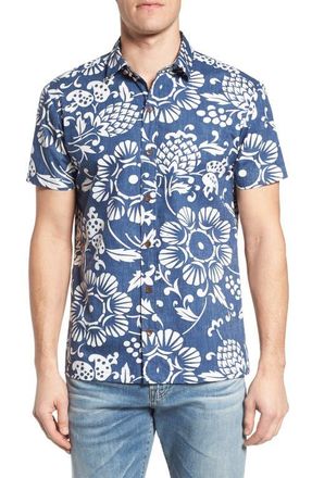 Kahala Dukes Pareo Trim Fit Sport Shirt in Navy at Nordstrom, Size Xx-Large