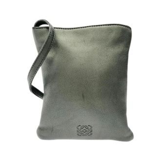 Loewe Pre-owned Cross Body Bags, female, Gray, Size: ONE SIZE Pre-owned Metallic Leather Shoulder Bag