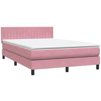 vidaXL Cama Box Spring Con Colch&oacute;n Terciopelo Rosa 140x220 Cm Vidaxl