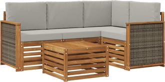 vidaXL Conjunto De Sof&aacute;s De Exterior 5 Uds. Natural Y Gris Claro Vidaxl