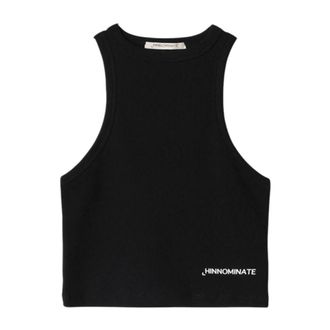 Hinnominate Sleeveless Tops, female, Black, Size: M Crop Top Costine