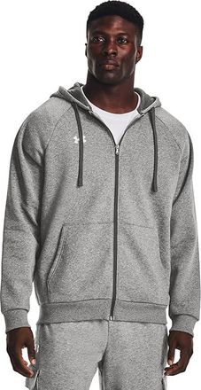 Under Armour Rival Fleece Full Zip Hoodie Mens Clothing Castlerock Light Heather/White : 2XL, Cotton/Polyester