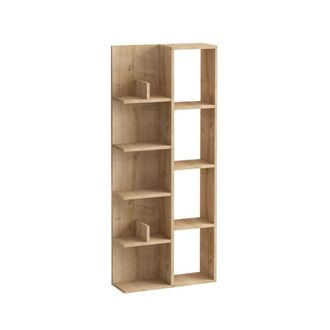 Calicosy LILY Bookcase With 4 Niches & 4 Shelves, H150 Cm in Light Oak