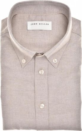 John Miller Business Shirt - Heren - Casual Overhemden - Bruin - 4XL - Katoen - Overhemden
