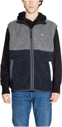 Tommy Jeans Zwarte Polyesterjas Herfst/Winter - Heren - Vesten met rits - Zwart - XL - Polyester - Hoodies & sweatvesten