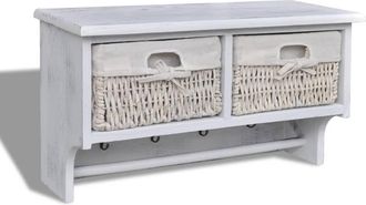 vidaXL Vidaxl - Estante De Pared De Madera De Paulownia Blanco 60x23,5x33 Cm