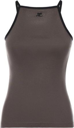 Courr&egrave;ges Grey Square Neck Tank Top
