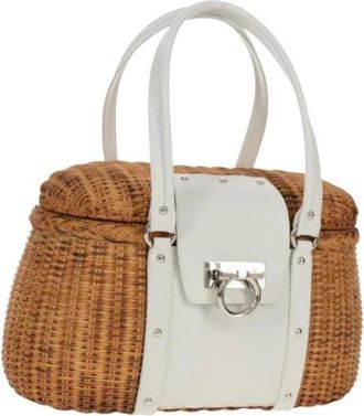 Ferragamo Pre-owned Handbags, female, Beige, Size: ONE SIZE Pre-owned Leather Handbag