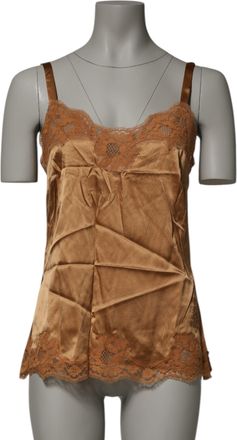 Dolce & Gabbana Womens Brown Floral Lace Tank Lingerie Sleepwear Underwear Silk Cotton Elastane Nylon Clothing