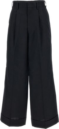 Junya Watanabe Black Pinstriped Cool Wool Wide-Leg Trousers