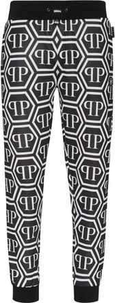 Philipp Plein Jogging Broek Monogram - Heren - Sweatpants - Zwart - S - Polyester - Broeken