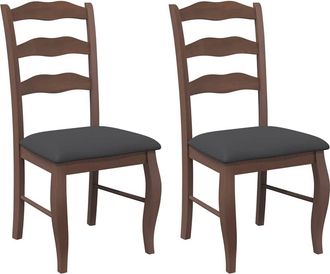 vidaXL Vidaxl - Sedie Da Pranzo Con Cuscini 2pz Marrone Legno Massello Di Hevea