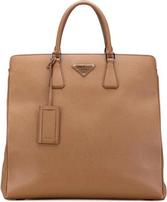 Prada Pre-owned Tote Bags, female, Brown, Size: ONE SIZE Pre-owned Structured Leather Tote
