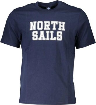 North Sails Blauw Katoen Print Logo T-Shirt - Heren - T-shirts - Blauw - L - Katoen - Tops