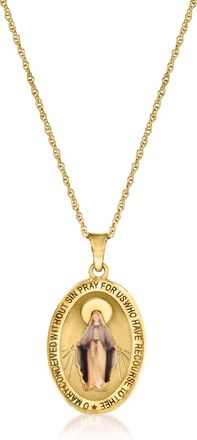 Ross-Simons Italian 14kt Yellow Gold Miraculous Medal Pendant Necklace With Multicolored Enamel