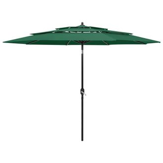 Berkfield Home 3-Tier Parasol with Aluminium Pole Green 3 m