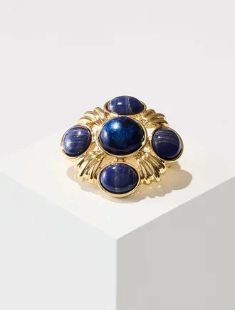 Talbots Holbein Cabochon Brooch - Monarch Blue / Gold - 001 Talbots