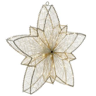 Beliani Decoraci&oacute;n Led Interior Exterior Navidad Accesorio Estrella Colgante Luces Iluminaci&oacute;n Metal Plata Hofsos