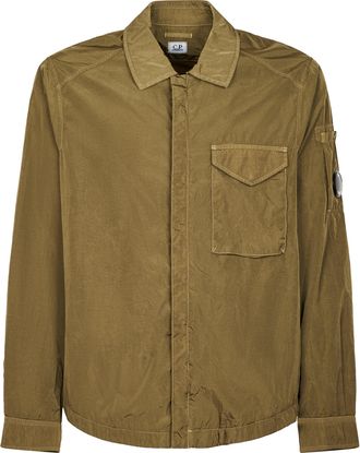 C.P. Company Lightweight Brown Overshirt Jacket with Classic Collar