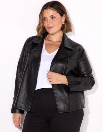 Live Unlimited London Womens Black Leather Jacket - Size: 14