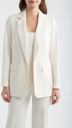 Anne Klein Tailored Open Front Blazer in White Dove at Nordstrom, Size X-Large