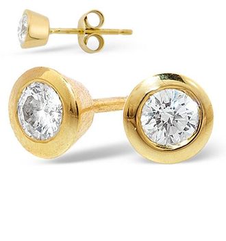 The Diamond Store 18K Gold Rub-over Diamond Stud Earrings - 1CT - G/VS - 7mm