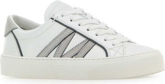 Moncler Womens White Leather Monaco2 Sneakers 001