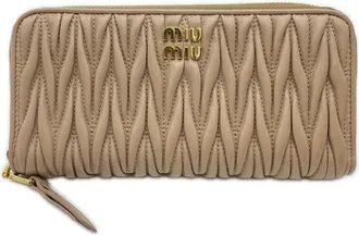 Miu Miu Matelasse Pink Beige Leather Long Wallet (Bi-Fold) (Pre-Owned)