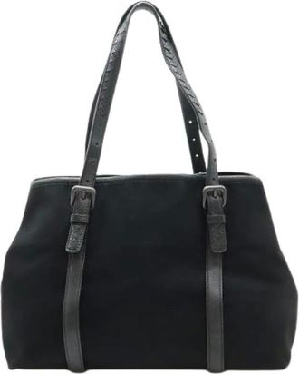 Bottega Veneta Pre-owned Tote Bags, female, Black, Size: ONE SIZE Pre-owned Vernice Canvas Leather Tote Bag