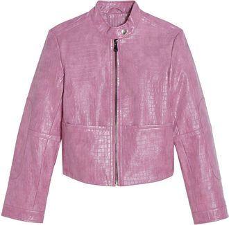 Apparis crocodile-embossed faux-leather jacket - women - Artificial Leather - S - Pink
