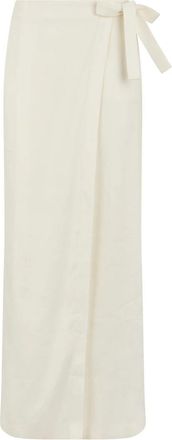 Alberta Ferretti Lange wikkelrok met strik aan de zijkant - Dames - Maxi Rokken - Wit - M - Linnen - Rokken