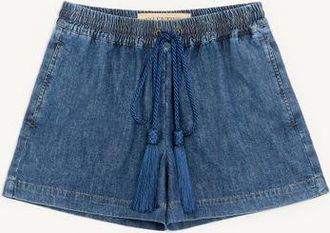 Valentino Denim Chambray Shorts Woman BLUE 36