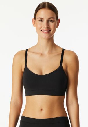 Schiesser Bustier SCHIESSER Unique Cotton, Damen, Gr. 36, N-Gr, schwarz, Obermaterial: 90% Baumwolle, 10% Elasthan, unifarben, BHs Bustier, mit herausnehmbaren 