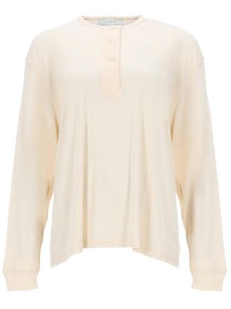 STUDIO NICHOLSON Rutas Henley Smooth Viscose Long-Sleeve T-Shirt