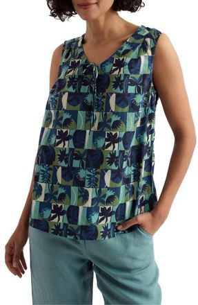 Seasalt Cornwall Cobbs Well Printed Sleeveless Organic Cotton Top in Floral Splice Sardine at Nordstrom, Size 12 Us