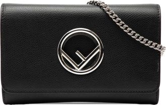 Fendi Pre-owned Womens Calfskin F Is Kan I Wallet On Chain - Black Leather - One Size