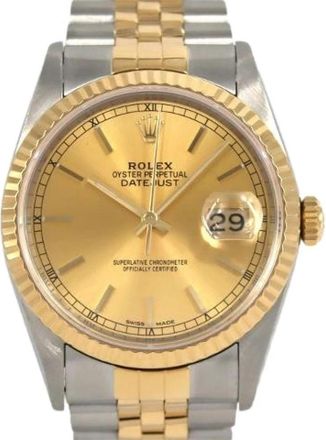 Rolex Pre-owned Datejust Roestvrijstaal Geelgoud - Heren - Vintage Horloges - Geel - ONE Size - Vintage