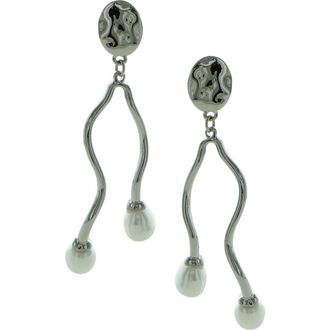 Olivia Welles Adina Curve Faux Pearl Drop Earrings in Silver at Nordstrom Rack