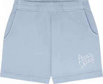 Museum of Peace and Quiet Womens Warped Printed Logo Sweatshorts In Baby Blue