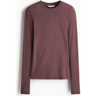 H&M Pima Cotton Jersey Top in Dark Dusty Pink at Nordstrom, Size X-Small