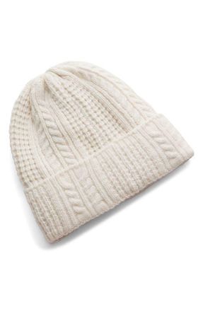 Under Armour Halftime Cable Knit Beanie in Stone /Stone /Khaki Base at Nordstrom