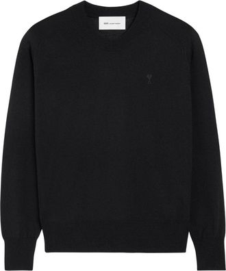Ami Black Round Neck Long Sleeve Logo Sweatshirt