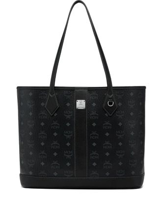MCM medium logo-plaque tote bag - unisex - Calf Leather/Fabric/Canvas - OS - Black