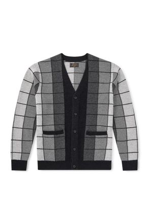 Beams Plus Checked Wool Cardigan