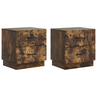 vidaXL Armario De Noche 2 Pcs Roble Ahumado 43 X 34,5 X 44,5 Cm Vidaxl