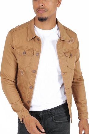 Zayne Paris Mens Jean Button-Up Jacket In Tan