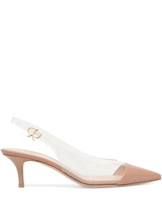 Gianvito Rossi 55mm Plexi pumps - women - Nappa Leather/Thermoplastic Polyurethane (TPU)/Calf Leather/Calf Leather - 41.5 - Neutrals