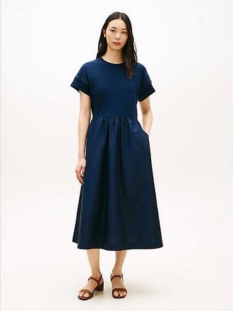 Tommy Hilfiger Contrast Fit And Flare Midi Dress